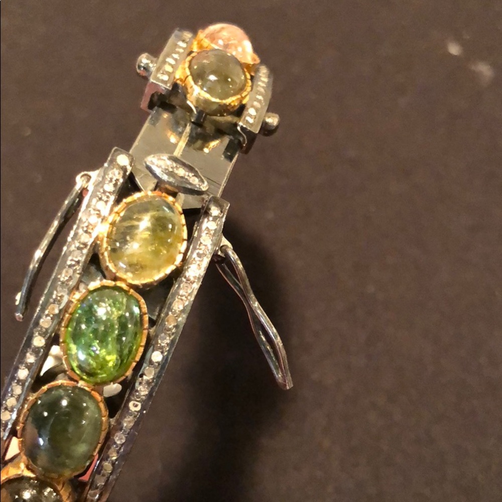 Bangle bracelet w diamonds and stones. - Picture 9 of 9